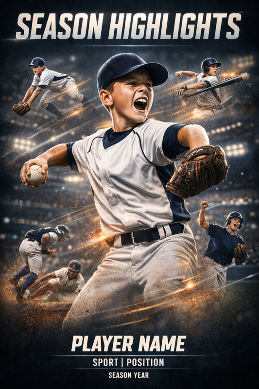 Custom Print: Premium "Season Highlights" Poster for Youth Baseball
